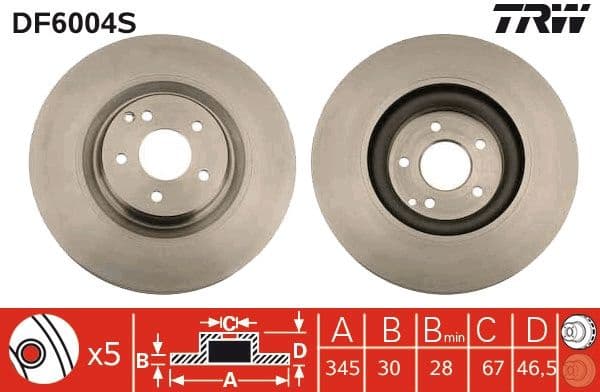 Brake Disc TRW SINGLE DF6004S - image 3
