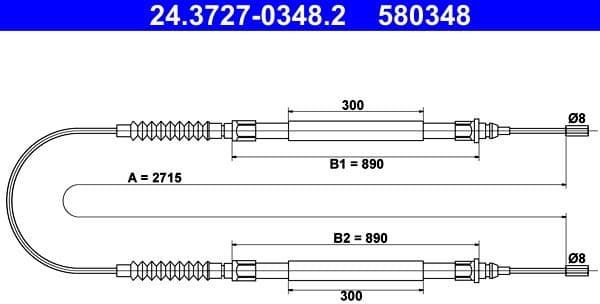 Cable Pull, parking brake 24.3727-0348.2