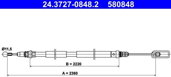 Cable Pull, parking brake 24.3727-0848.2