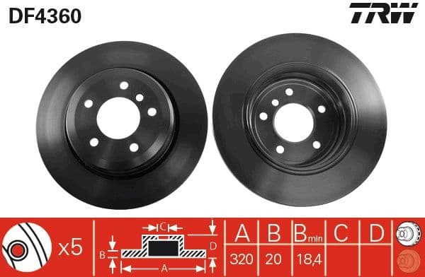 Brake discs kit rear, (2pcs), Top Quality DF4360