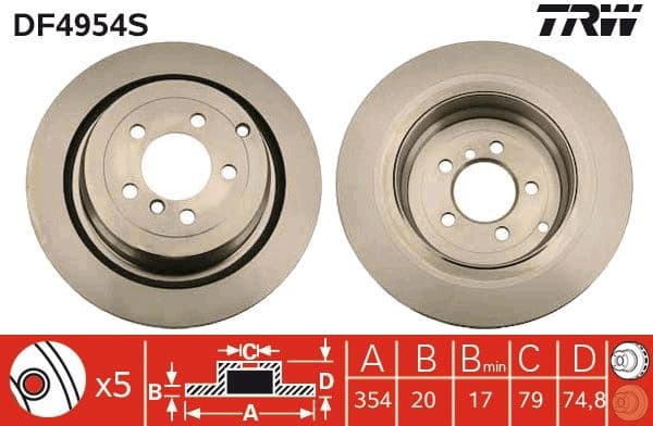 Brake Disc TRW SINGLE DF4954S - image 3