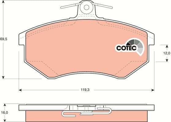 Brake Pad Set, disc brake COTEC GDB1048 - image 3