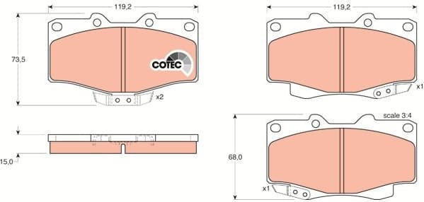 Brake Pad Set, disc brake COTEC GDB797 - image 3