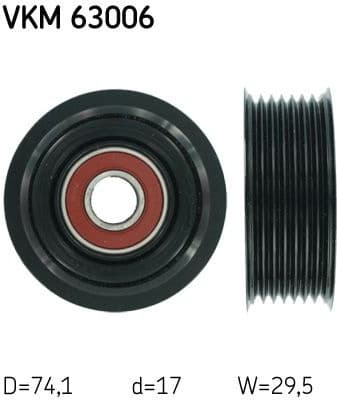 Deflection/Guide Pulley, V-ribbed belt VKM 63006 - image 2