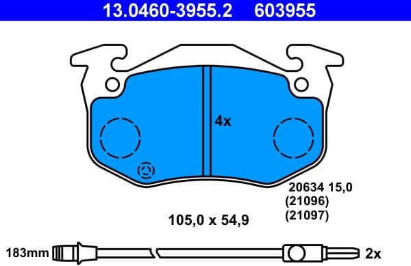 Brake Pad Set, disc brake 13.0460-3955.2