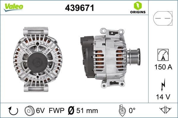 Alternator VALEO ORIGINS NEW OE TECHNOLOGY 439671
