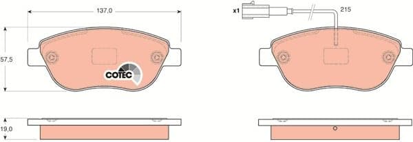 Brake Pad Set, disc brake COTEC GDB1655 - image 4