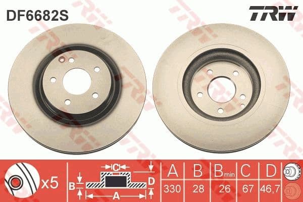 Brake Disc TRW SINGLE DF6682S - image 3