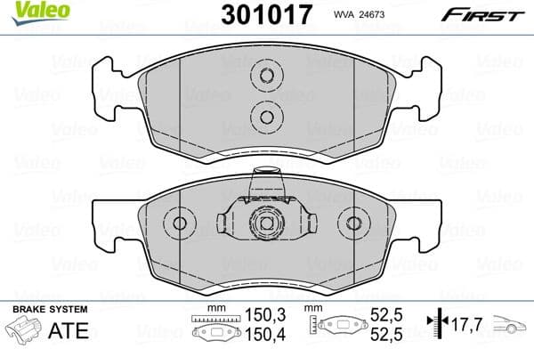 Brake Pad Set, disc brake ESSENTIAL 301017
