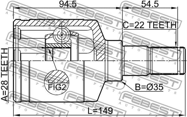 Joint Kit, drive shaft 0711-RS413LH - image 2