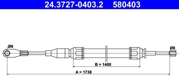 Cable Pull, parking brake 24.3727-0403.2