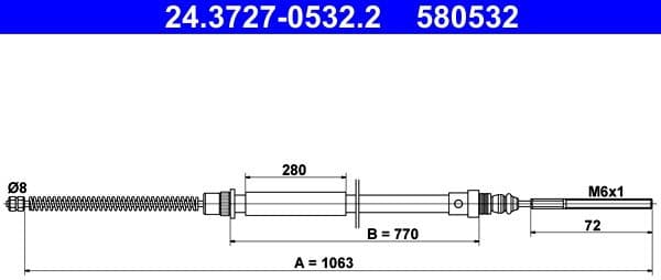 Cable Pull, parking brake 24.3727-0532.2