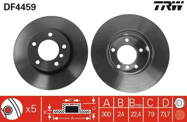 Brake discs kit front (2pcs), Top Quality DF4459 - image 2
