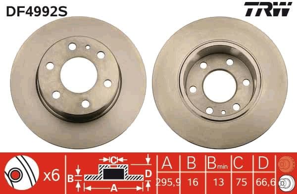Brake Disc TRW SINGLE DF4992S - image 3