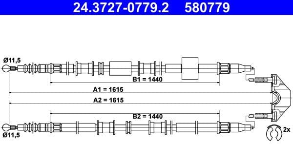Cable Pull, parking brake 24.3727-0779.2