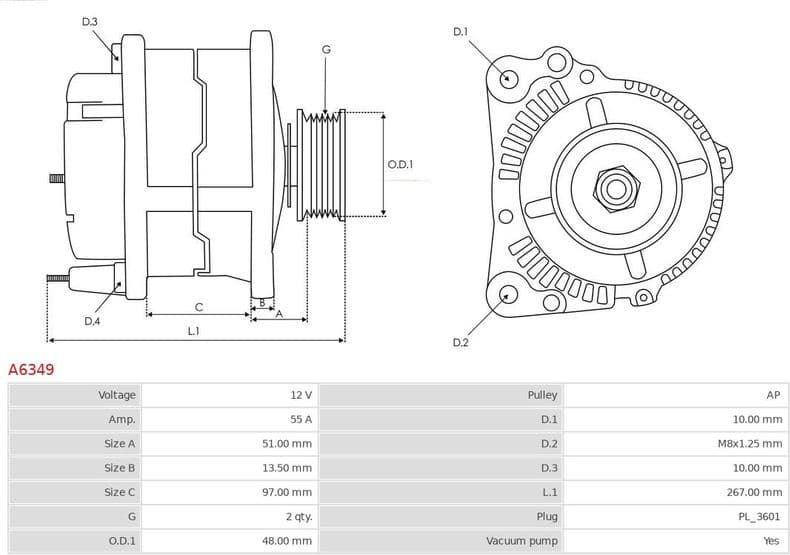 Alternator AS A6349 - image 5