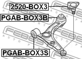 Mounting, control/trailing arm PGAB-BOX3B - image 2