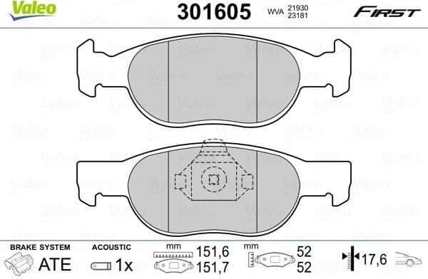 Brake Pad Set, disc brake ESSENTIAL 301605
