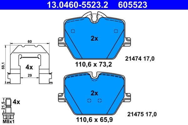 Brake Pad Set, disc brake 13.0460-5523.2