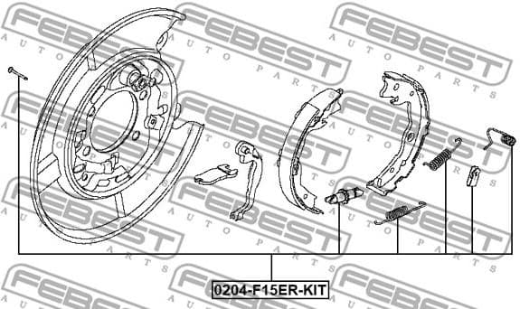 Accessory Kit, parking brake shoes 0204-F15ER-KIT - image 2