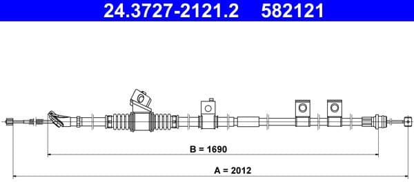 Cable Pull, parking brake 24.3727-2121.2