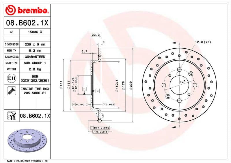 Brake Disc XTRA LINE - Xtra 08.B602.1X