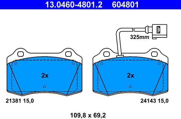 Brake Pad Set, disc brake 13.0460-4801.2