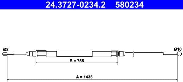 Cable Pull, parking brake 24.3727-0234.2