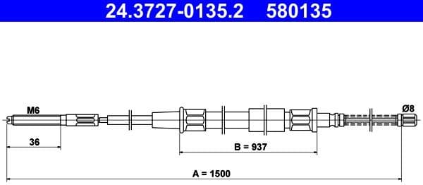 Cable Pull, parking brake 24.3727-0135.2