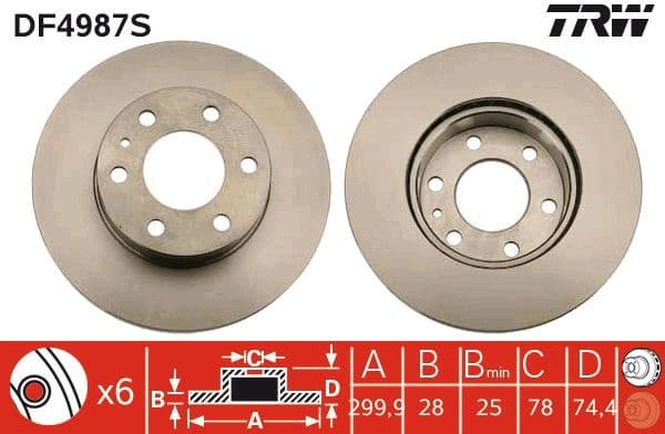 Brake Disc TRW SINGLE DF4987S - image 3