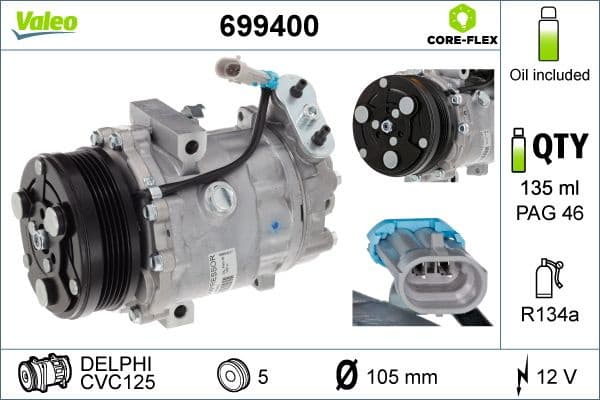 Compressor, air conditioning VALEO CORE-FLEX 699400