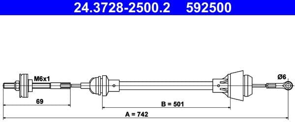 Cable Pull, clutch control 24.3728-2500.2