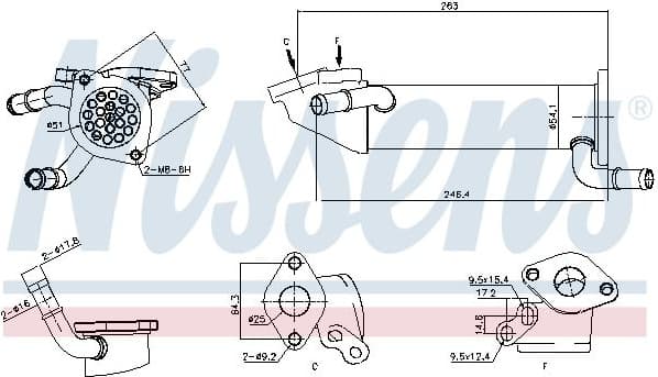 Cooler, exhaust gas recirculation 989282