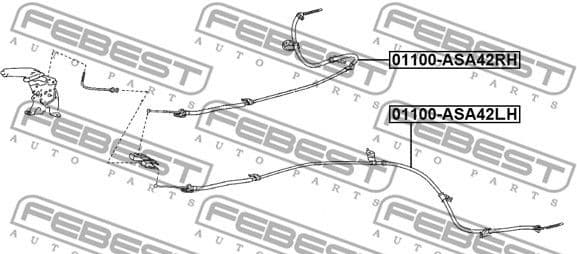 Cable Pull, parking brake 01100-ASA42RH - image 2