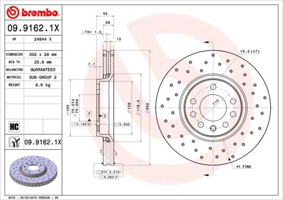 Brake Disc XTRA LINE - Xtra 09.9162.1X