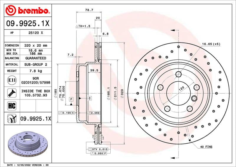 Brake Disc XTRA LINE - Xtra 09.9925.1X