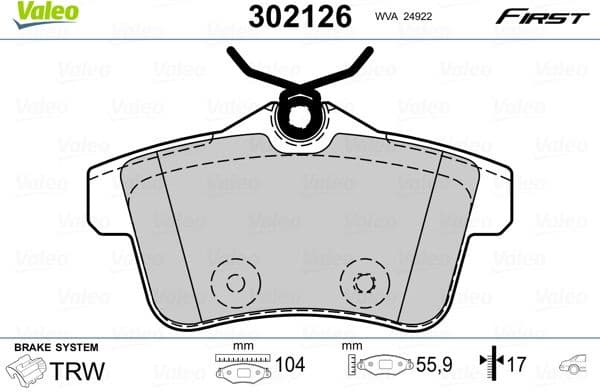 Brake Pad Set, disc brake ESSENTIAL 302126