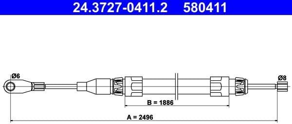 Cable Pull, parking brake 24.3727-0411.2