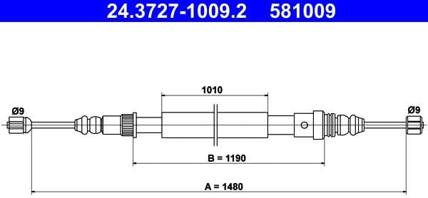 Cable Pull, parking brake 24.3727-1009.2