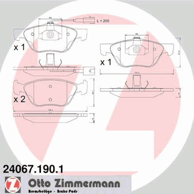 Brake Pad Set, disc brake 24067.190.1