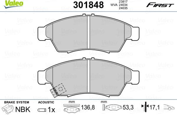 Brake Pad Set, disc brake ESSENTIAL 301848