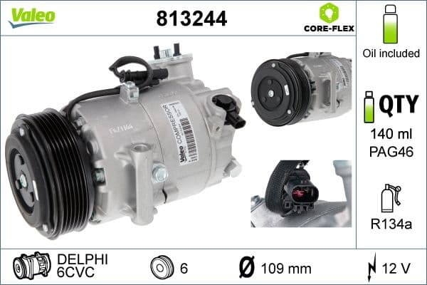 Compressor, air conditioning VALEO CORE-FLEX 813244