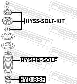 Repair Kit, suspension strut support mount HYSS-SOLF-KIT - image 2