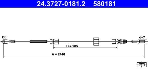 Cable Pull, parking brake 24.3727-0181.2