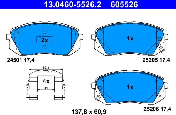 Brake Pad Set, disc brake 13.0460-5526.2
