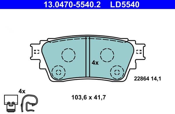 Brake Pad Set, disc brake ATE Ceramic 13.0470-5540.2