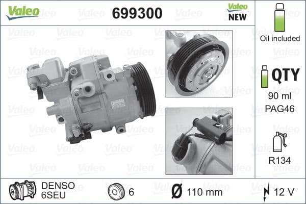 Compressor, air conditioning VALEO CORE-FLEX 699300