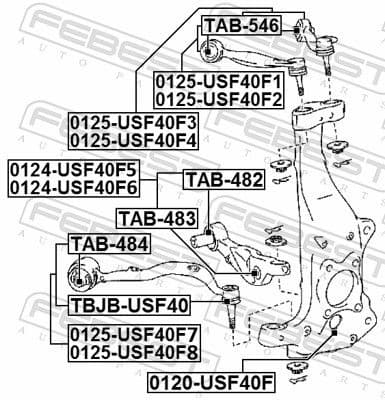 Control/Trailing Arm, wheel suspension 0124-USF40F5