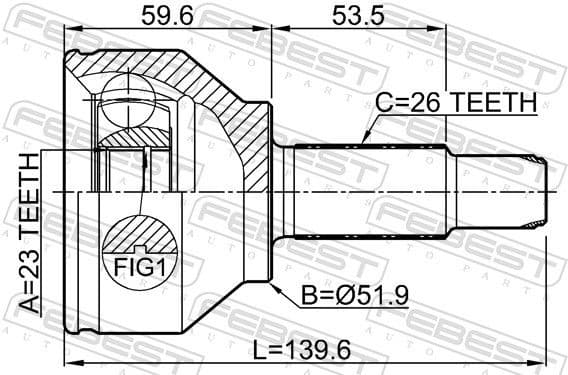 Joint Kit, drive shaft 1910-R60 - image 2