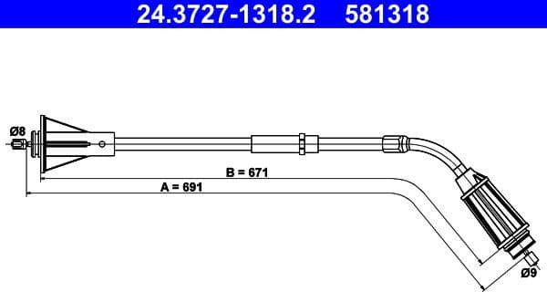 Cable Pull, parking brake 24.3727-1318.2